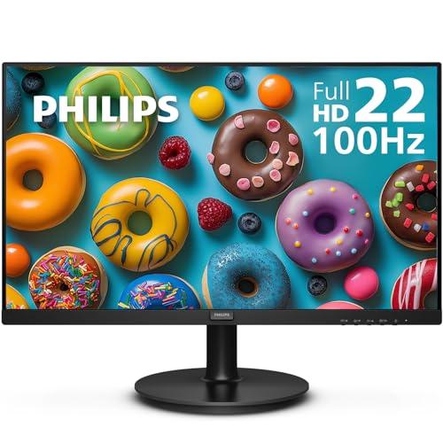 Philips 221V8LB 22 inch Class Thin Full HD (1920 x 1080) Monitor, 100Hz Refresh Rate, VESA, HDMI x1, VGA x1, LowBlue Mode, Adaptive Sync