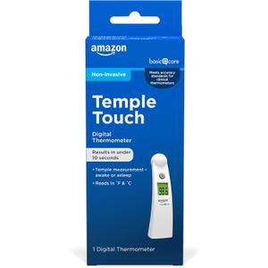 Amazon Basic Care Temple Touch Digital Thermometer, Instant Read, Easy to Use, Fast Accurate, White