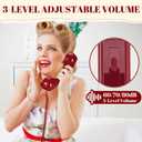 Uvital Retro Red Landline Phone, Vintage Corded Phone for Landline, Old House Phone, Traditional Classic Desk Telephone with Adjustable Handset and Ringer Volume for Home, School, Office, Hotel, Salon