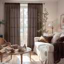 BGment Brown Linen Curtains 84 Inch Length 2 Panels for Living Room Windows, Chocolate Semi Sheer Drapes Textured with Rod Pocket for Farmhouse Bedroom Dining Decor Lightweight, Each 52 Inch Wide