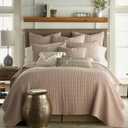 Levtex Home Mills Waffle King/Cal King Quilt Set (106x92in) with 2 Pillow Shams (36x20in) - Blush - Cotton Waffle King Size Quilt Bedding Set - Lightweight, Soft, Pre-Washed
