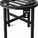Plant Stand Indoor Outdoor,13 Inch Round Metal Plant Stands Riser,Heavy Duty Wrought Iron Pedestal Holders for Large Flower Pot,Outside Rust-Proof Black Flower Display Shelf for Patio,2-Pack