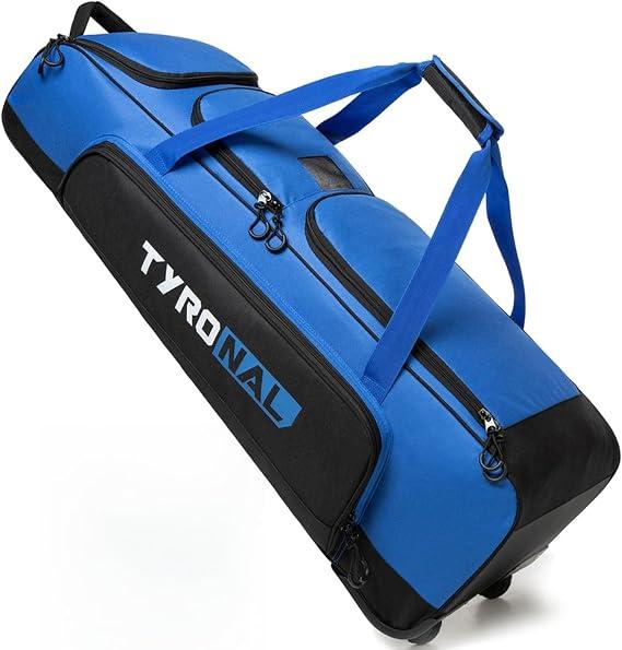 Baseball Bag with Wheels, Rolling Catchers Gear Bag for 4 Bats Soft Rolling Baseball Bag With Multi-Pockets, Fence Hook, Holds All Baseball Equipment, Dimensions: L: 36.5 x W:11.5 x H: 11 inches