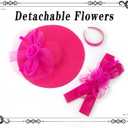 dressfan Wide Brim Fascinator Derby Hats for Women,20s Detachable Flower Hat with Headband for Derby Church Wedding Tea Party (Pink)