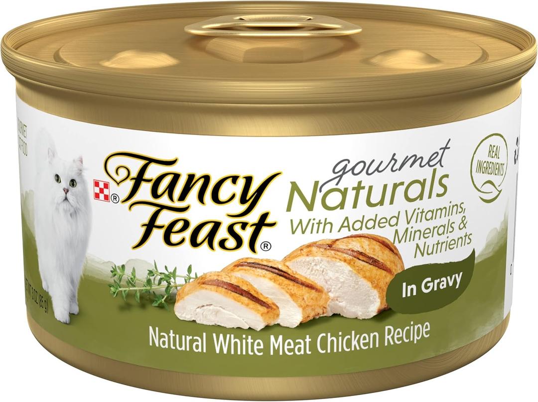 Purina Fancy Feast Wet Cat Food Gourmet Naturals White Meat Chicken Recipe in Wet Cat Food Gravy - (Pack of 12) 3 oz. Cans