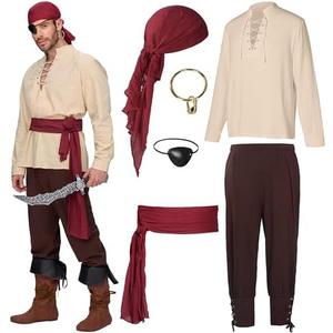 Spooktacular Creations Men Pirate Costume, Adult Halloween Costume Renaissance Medieval Viking Pirate Costume for Cosplay Size XL