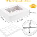 Moretoes 60PCS Cupcake Boxes with Window,Hold 12 Count Graduation Cupcake Containers for Grad Party Dessert Packaging (White)