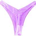 YELAIVP Women's Ruched Back Bikini Bottoms High Cut Bathing Suit Bottoms Cheeky Thong Swimsuit Bottom (Medium, 886_light Purple)