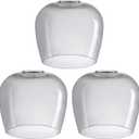 3 Pack 5.44 Inch Clear Grey Glass Lamp Shade Pendant Ceiling Chandelier Wall Sconce Light Replacement Oval Glass Shade Fixture Over Sink Kitchen Island