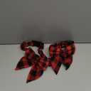 ADOGGYGO Christmas Dog Collar with Bow, Adjustable Cotton Red Plaid Bowtie Dog Christmas Collars for Large Dogs Pets (Large, Red & Black) (2 Pack)