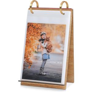 ZEEYUAN Desktop Photo Album Stand, 5x7 Standing Flip Photo Album, Christmas & Valentines Mothers Day Gifts