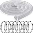 Yaocom 3 Inches 30 ft PVC Dust Collection Hose with Stainless Steel Hose Clamps Set Flexible Clear Vacuum Hose Puncture Resistant Fume Hose for Vacuums Cleaner Fume Dust Collection System (White)