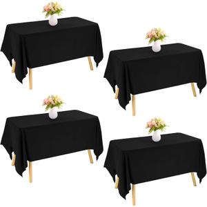 4 Pack Rectangle Tablecloth 30x60 Inch Black Washable Polyester Table Cover for Wedding Dining Table Buffet Parties Banquet Decoration（Black）