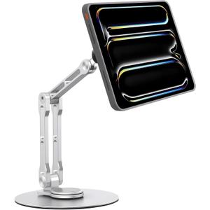 Magnetic iPad Stand for Desk, Foldable Aluminum Alloy Tablet Holder with 360 Adjustable Base | Ergonomic Portable Design for Home Office & Conference Rooms