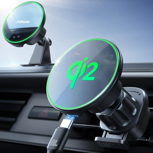 JOYROOM for Qi2 MagSafe Car Mount Charger, Qi2-Certified MagSafe Car Charger for Air Vent/Dashboard, Magnetic Wireless Car Holder Fit for iPhone 16 Pro Max Plus 15 14 13 12