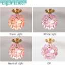 Flower Ceiling Light Fixtures, Cute Stained Glass Flush Mount Lamp, Small Semi Flush Mount Light for Hallway, Entryway