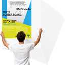 35 Pcs 22" x 28" Poster Board Paper White Bulk, ROOKEA 250 GSM Vision Poster Boards for School Arts Craft Projects Presentations Drawing Scrapbooking Blank Graphic Display