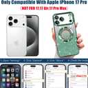 Misscase for iPhone 17 Pro Magnetic Glitter Case Compatible with MagSafe,Full Protection Slim Shockproof Anti-Scratch Case with Camera Lens Protector Plating Bling Dust-Proof Net Green