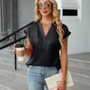 BMJL Womens Tops Dressy Casual Blouses Summer Tops Trendy V Neck Short Sleeve Shirts Business Casual Outfit (XL)