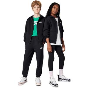 Nike Unisex Big Kids' Sportswear Club Fleece Full-Zip Hoodie - Boys and Girls Sweatshirt (Small, Black/White)