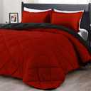downluxe King Size Comforter Set - Red and Black King Comforter, Soft Bedding Sets for All Seasons - 3 Pieces - 1 Comforter (104"x92") and 2 Pillow Shams (20"x36")
