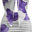 SOLY HUX Women's Summer 2 Piece Mini Skirt Sets Floral Strapless Tube Tops and Bodycon Skirt Vacation Outfits (Large)