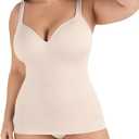SHAPERMINT Sweetheart Cami with Built-In Bra for Women, Wireless Camisole Tank Top, Tummy Shapewear (Beige, M)