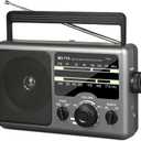 AM FM Portable Radio Battery Operated by 4X D Cell Batteries Or AC Power Transistor Radio with and Big Speaker, Standard Earphone Jack, High/Low Tone Mode, Large Knob