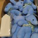 Wettarn 50 Sets Small Tiny Plush Bear Bulk 4.72 Inch Mini Stuffed Animals Small Bear Party Favors with Thank You Tags and Mesh Bags for DIY Keychain Birthday(Blue)