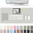 YSAGi Leather Desk Protector, Office Mat, Large Mouse Mat, Non-Slip PU Leather Blotter, Laptop Desk, Waterproof Writing Pad for Office and Home (Light Grey, 31.5" x 15.8")