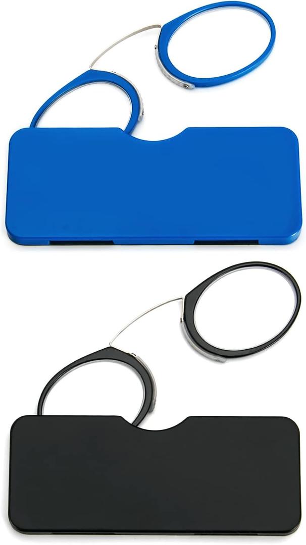 DXYXYO Mini Armless Reading Glasses Clip on Nose for Men Women 2 Pack Thin Compact Readers with Small Portable Case