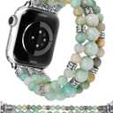 Moolia Stretch Natural Stone Strap Compatible with Apple Watch Bands 40/42/41/38mm Women, Jasper Handmade Bracelet Boho Beaded Band for iWatch Series 11 10 9 8 7 6 5 4 3 SE/Ultra 3 2 1