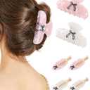 6 PCS Acrylic Hair Claw Clips Nonslip Hair Clips Strong Hold Hair Jaw Clamps Acrylic Duckbill Clips Set for Women and GirlPink+White