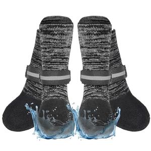 EXPAWLORER Anti Slip Dog Socks to Prevent Licking Paws, Shoes for Winter Snow, Boots & Paw Protectors with Grippers, Waterproof Booties for Hardwood Floors for Small Medium Large Senior Dogs Black L