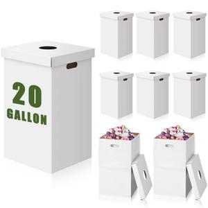 10 Pack 20 Gallon Corrugated Cardboard Trash Cans with lid Bulk for Events Parties Disposable and Reusable Cans Bottle Recycling Bins with 20 Garbage Bags Garbage Boxes for Outdoor Events