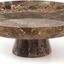 YMXYJM Natural Marble Fruit Bowl for Kitchen Counter 10.2", Large Decorative Bowl Pedestal for Home Decor, Fruits Holder For Dining Table, Brown