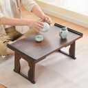 Japanese Floor Table,Small Coffee Table & Tea Table, Altar Table for Meditation,Low Table for Sitting on The Floor,Wood Bed Table Trays with Foldable Legs,Bed Laptop Desk, 23.6"x13.4"x10.6"