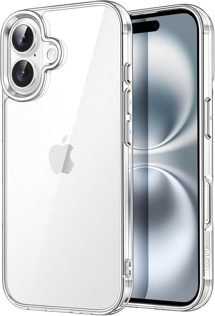 JETech Case ONLY for iPhone 16 Plus 6.7-Inch, Non-Yellowing Shockproof Phone Bumper Cover, Anti-Scratch Clear Back (Clear)