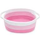ABenkle Small Basket with Handles - Decorative Durable Rope Woven Storage Bin Shelf Storage Organizer Cube, Easter Baby Gift Basket, 12"x8"x5" (3 Color-Pink)