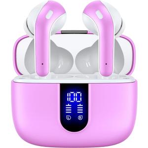 Bluetooth Headphones True Wireless Earbuds 60H Playback LED Power Display Earphones with Wireless Charging Case IPX5 Waterproof in-Ear Ear buds with Mic for TV Smart Phone Laptop Computer Sports