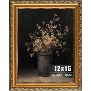 uniro Vintage Picture Frame, Ornate Gold Picture Frames for Wall Hanging And Tabletop Display, Antique Photo Frame 12 x 16 for Retro Home Decor, Bedroom, Vintage Frames, 12x16in
