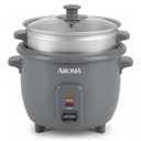 Aroma ARC-363-1NGB - 3 Uncooked/6 Cups Cooked - Rice Cooker + Steamer - Gray