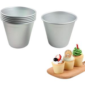 6 Packs Popover Pan Large Individual Muffin Mold, Aluminium Pudding Cup, Chocolate Molten Mould, Raspberry Souffle Baking Maker, Brownie Tumbler -for Pie, Egg Tart, Cake (Size 3.4"x 3.2")