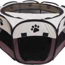 Portable Pet Playpen,Foldable Dog Playpen for Dogs and Cats,Rabbits,Pet Exercise Pet Tents Indoor Outdoor Use (S(28.7" x 28.7" x 16"), Brown)