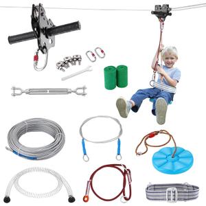 VEVOR Zip line Kits for Backyard80ft Zip line Kit for Kids and Adult Up to 330 lb, Included Swing Seat, Ziplines Brake, and Steel Trolley, Outdoor Playground Equipment