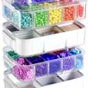 CraftGenes 4-Layer Craft Organizers and Storage with 2 Removable Drawers, Large Art Supply Case with 20 Adjustable Dividers, Portable Sewing Box for Beads, Craft Supplies, Scrapbooking&Tools
