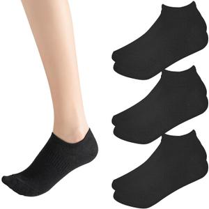 4 x Sunm Boutique No Show Socks Womens Low Cut & Non Slip, Invisible Liner Casual & Formal Socks, Flat Boat Line 3 Pairs (Black, S)
