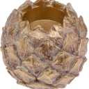 Boston International Tealight Candle Holder Tabletop Shelf Mantel Decorations for Home, 3.25", Gold Pinecone