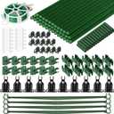 176 Pcs Garden Stakes Set Include 40 Pcs Steel Plant Stakes Tomato Support Sticks and Accessories DIY 4ft 5ft 6ft 7ft Support Sticks for Vegetables Tomato Pepper Orchid Fences Indoor Outdoor