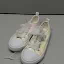 HugRain Toddler Girls Sneakers Walking Shoes Little Kids Bowknot Pearl Ribbon Lace Up Adorable Sparkle Glimmer Glitter Lightweight Low Top Non-Slip Outdoor White Size 1